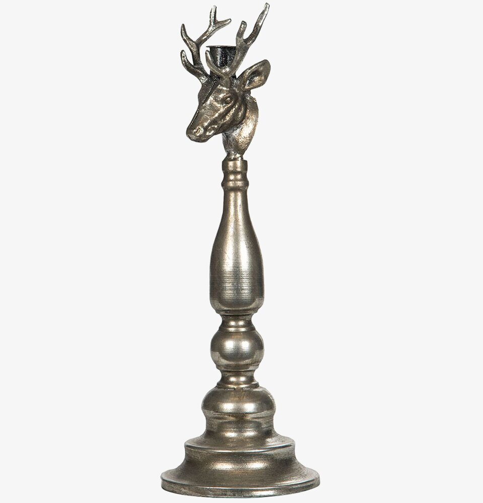 Bild av elegant ljusstake med hjortmotiv i antiksilver