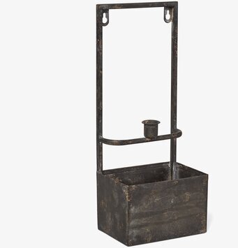 Bild av dekorativ väggmonterad ljuslykta med plantering