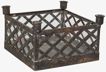 Bild av kvadratisk ljushållare med rustik metallfinish