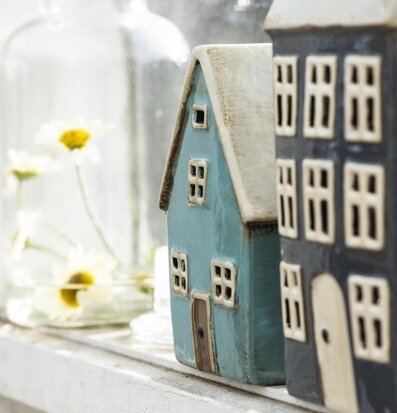 Ljuslykta Nyhavn Beige/Blue från IB Laursen på ljus yta