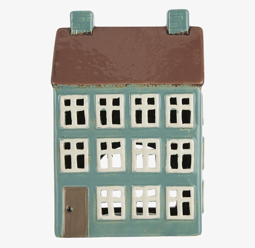 Ljuslykta Nyhavn Brown Roof från IB Laursen med turkost hus