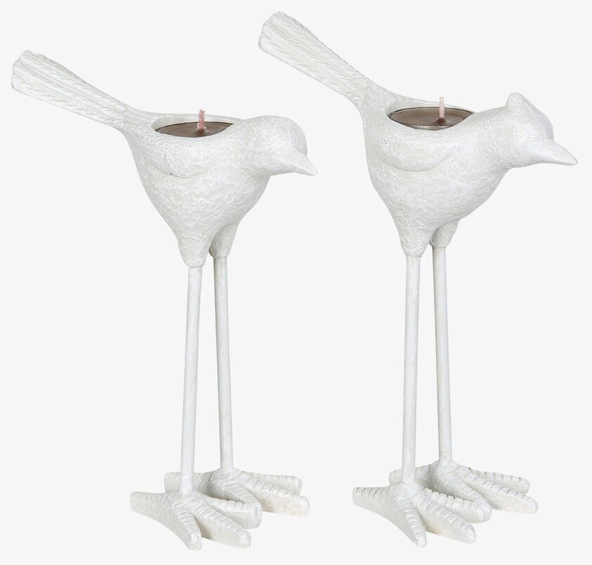 Ljusstake Fågel Vit Stor från A Lot Decoration på hylla