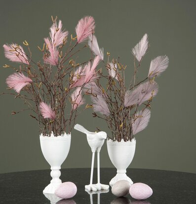 Ljusstake Fågel Vit Liten från A Lot Decoration på svart bord