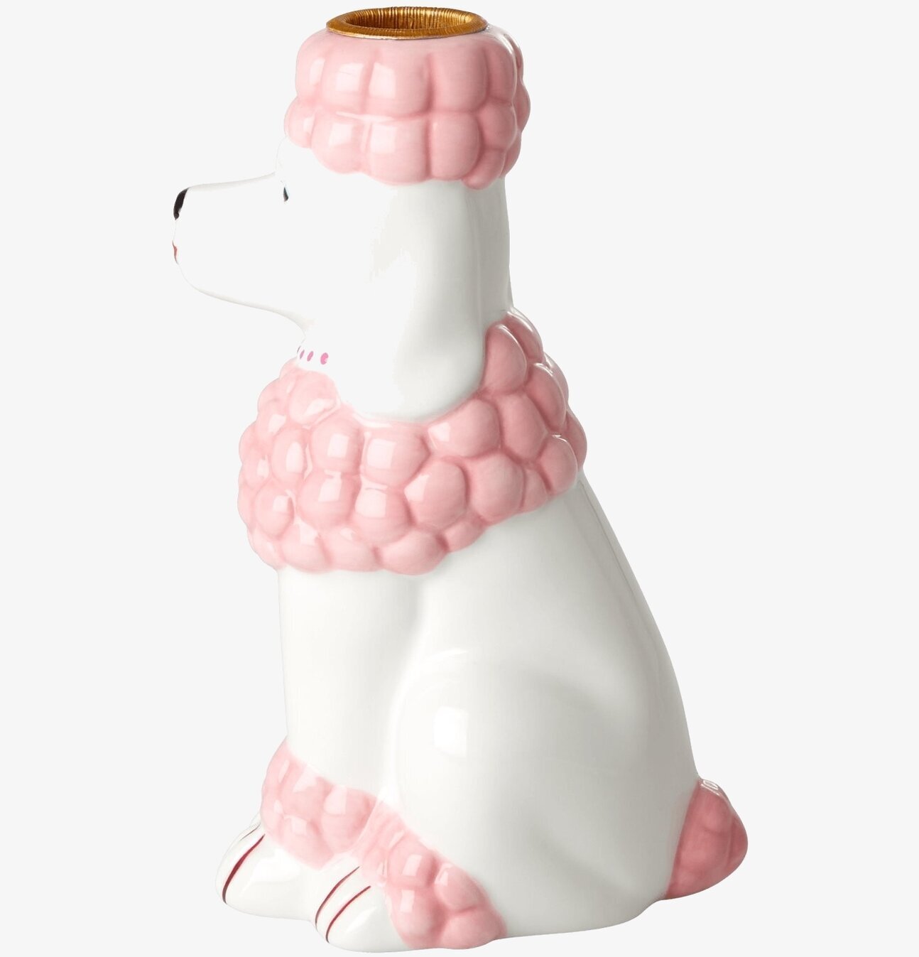 Ljusstake Pudel Vit/Rosa från Rice i vit och rosa design