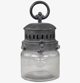 Bild av elegant antikgrå lanterna med LED-ljus