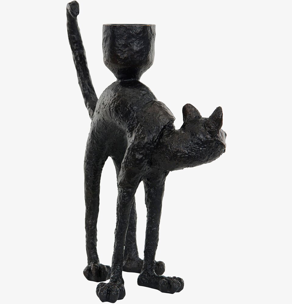 Bild av detaljrik ljusstake med kattdesign