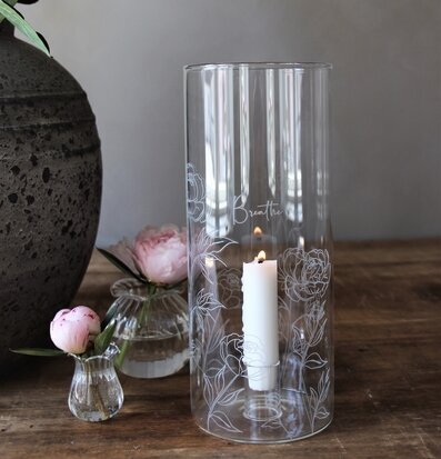 Ljuslykta Klarglas Peonys & Breathe från Majas Cottage