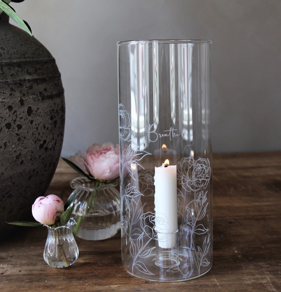 Ljuslykta Klarglas Peonys & Breathe från Majas Cottage