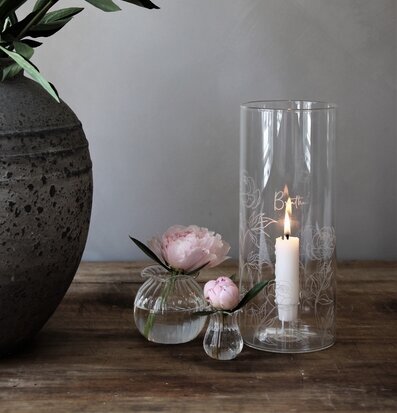 Ljuslykta Klarglas Peonys & Breathe från Majas Cottage