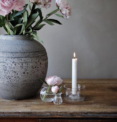 Ljuslykta Klarglas Peonys & Butterflies från Majas Cottage