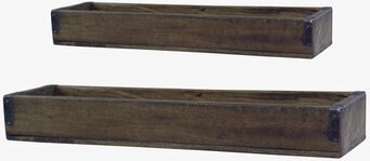 Foto av rustika rektangulära trälådor med metallbeslag