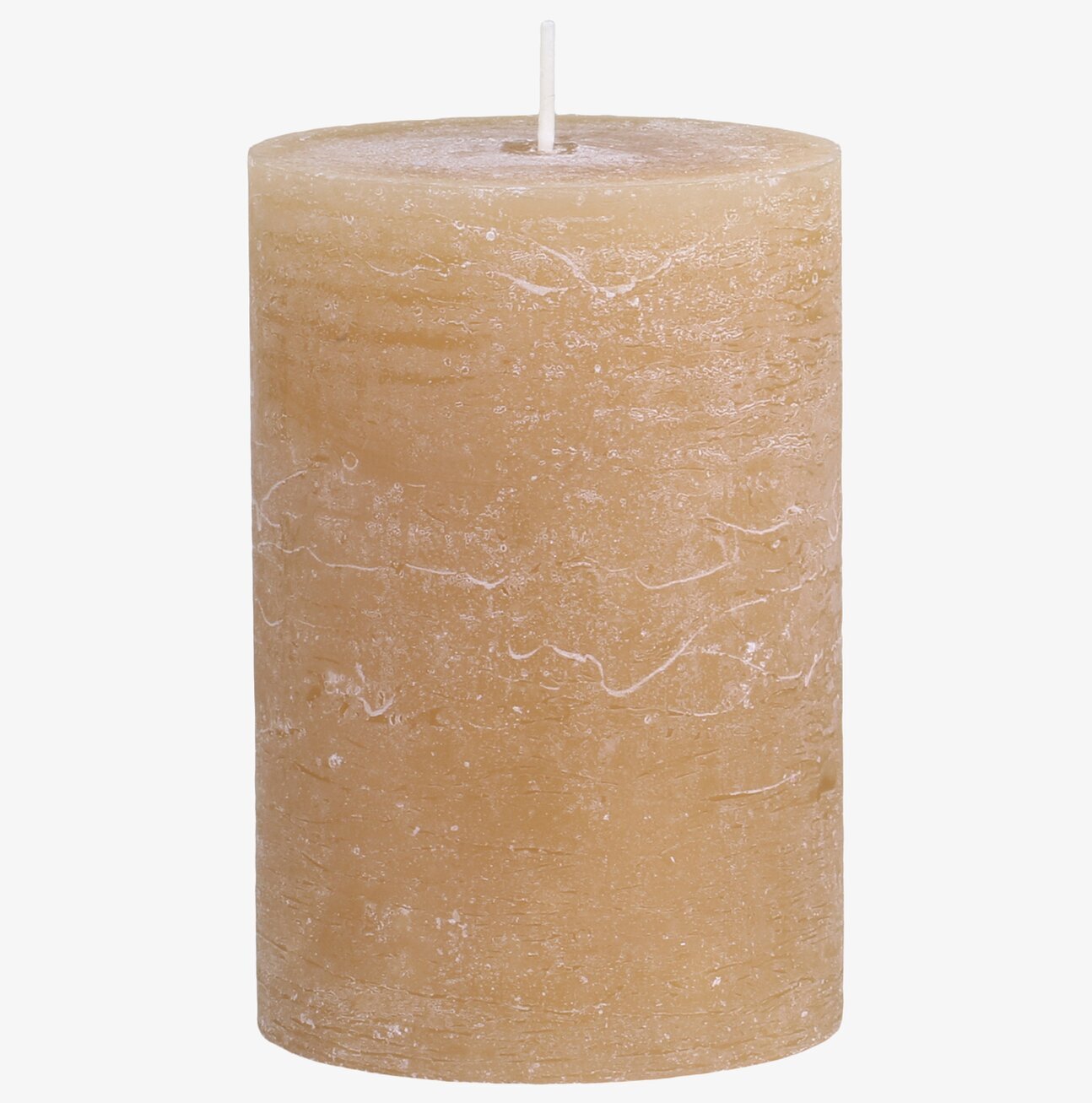 Bild av ett rustikt blockljus med honungsfärg