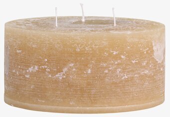 Bild av rustikt blockljus med tre symmetriska veker