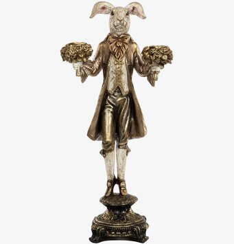 Bild av elegant ljusstake med kanin i guldfinish