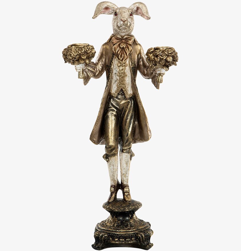 Ljusstake Kanin Guld från A Lot Decoration i elegant frack