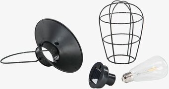 Bild av solcellslampa med komponenter och detaljer