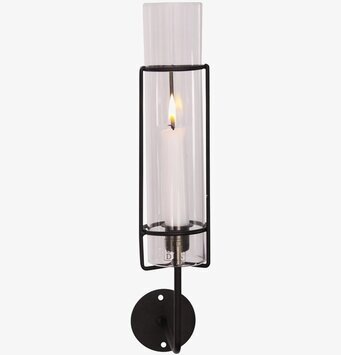 Bild av elegant väggmonterad ljuslykta i svart metall