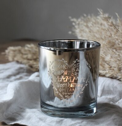 Ljuslykta Mamma Silver från Majas Cottage med kärleksfull text