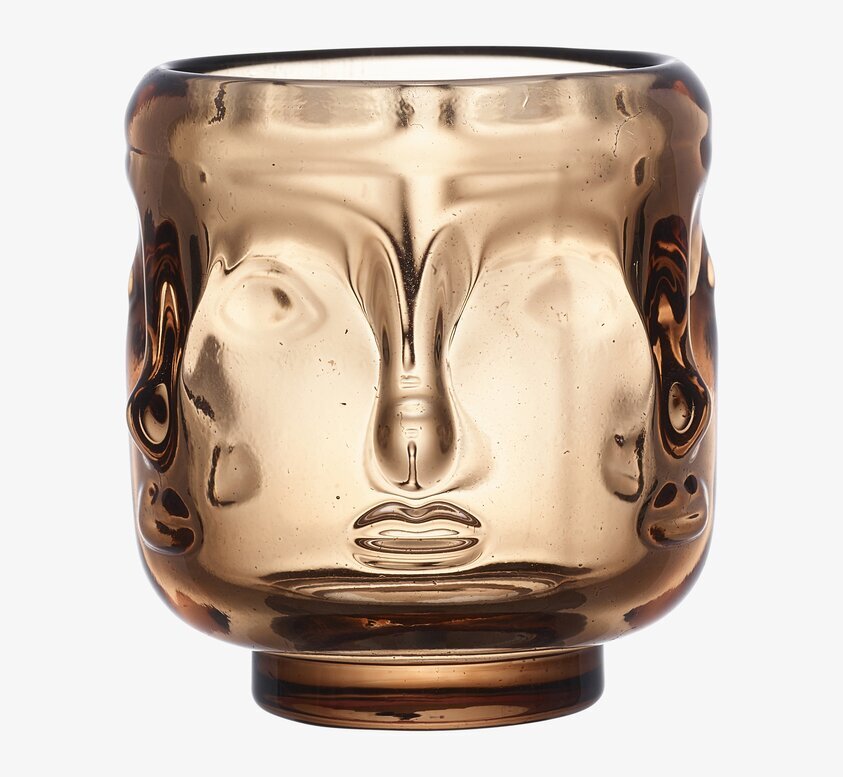 Ljuslykta Ansikte Rosé från Wikholm Form med rosétonat glas