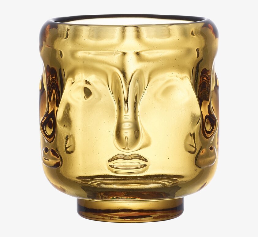 Ljuslykta Ansikte Bärnsten från Wikholm Form i glas