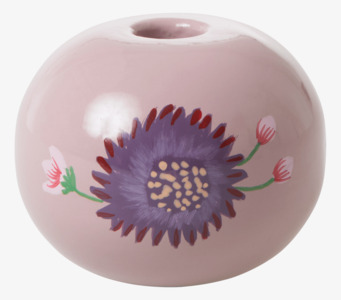 Bild av rund ljushållare med pastellrosa keramik