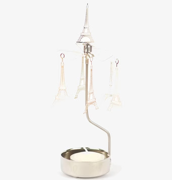 Bild av ljuslykta med snurrande Eiffeltorn-dekorationer