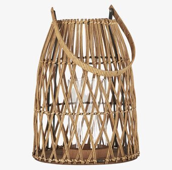 Bild av ljuslykta i rotting med glas och handtag