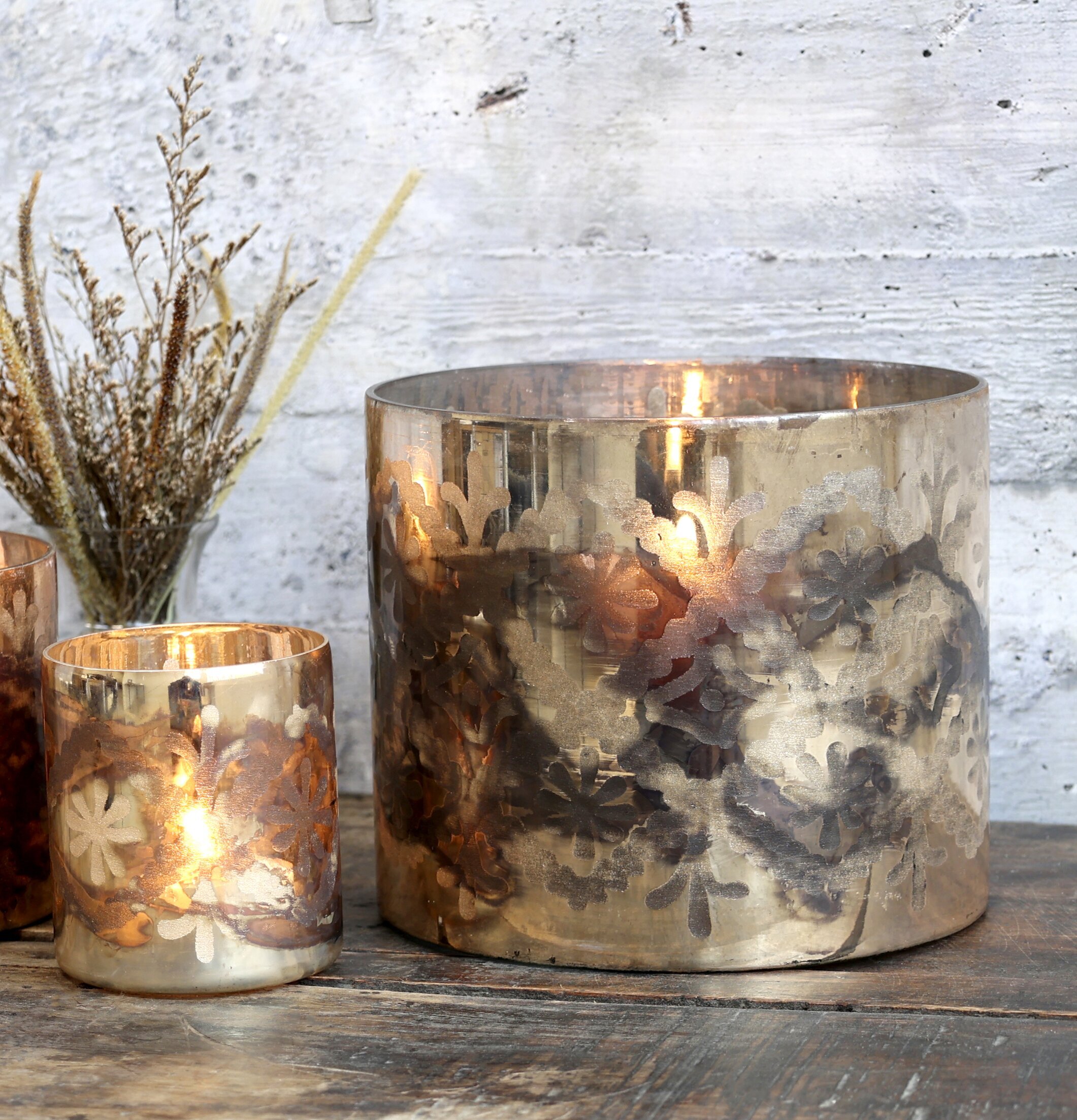 Ljuslykta Hurricane Large Antique Mocca från Chic Antique