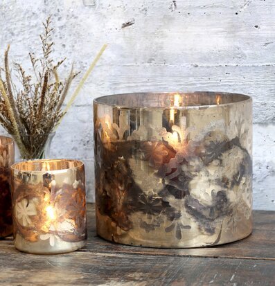 Ljuslykta Hurricane Large Antique Mocca från Chic Antique