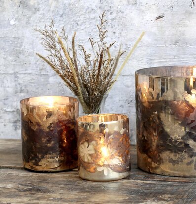 Ljuslykta Hurricane Large Antique Mocca Medium Small Chic Lyktor Endless Light Ljuslyktor