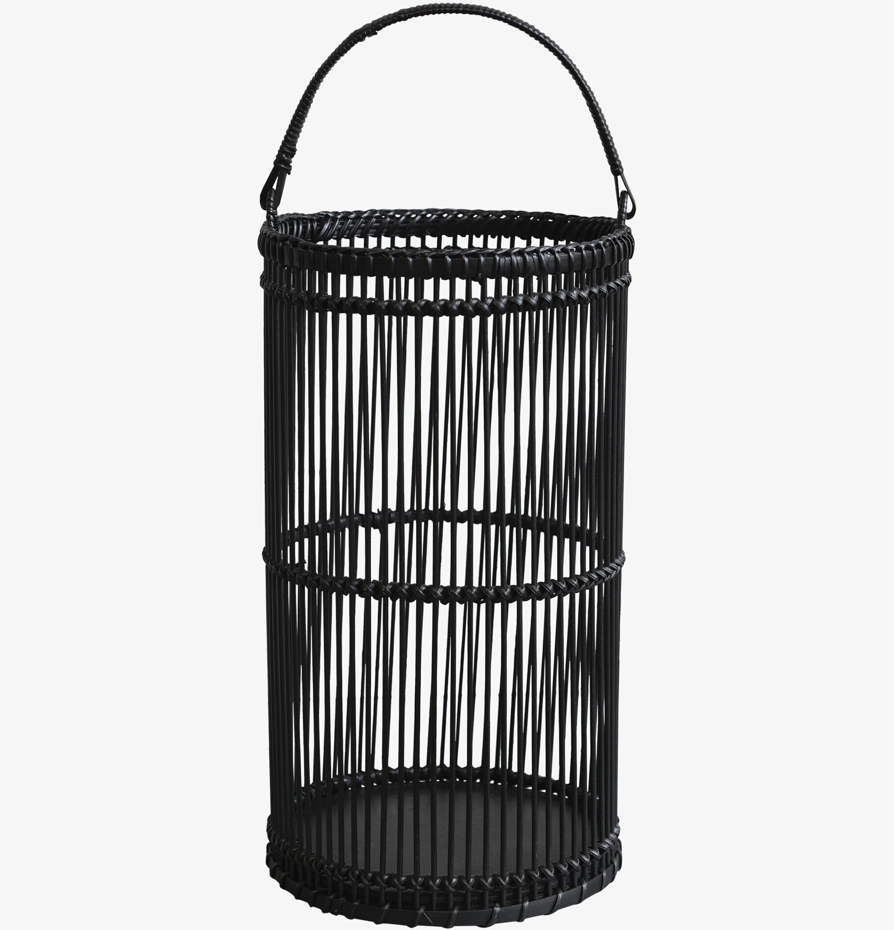 Bild av stilren ljuslykta i bambu med svart design