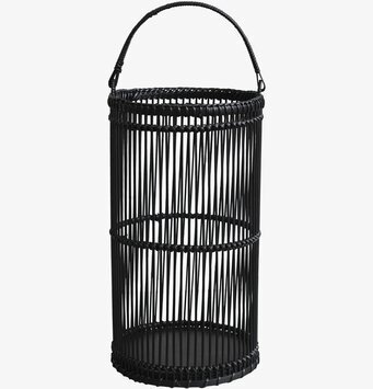 Bild av stilren ljuslykta i bambu med svart design