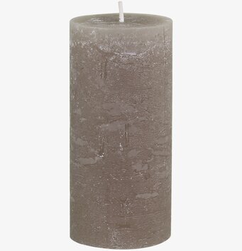 Bild av rustikt blockljus i linfärg med unik textur