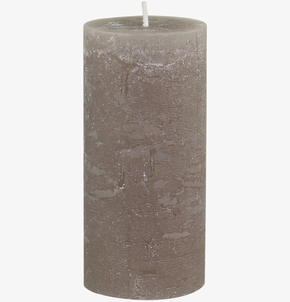 Bild av rustikt blockljus i linfärg med unik textur