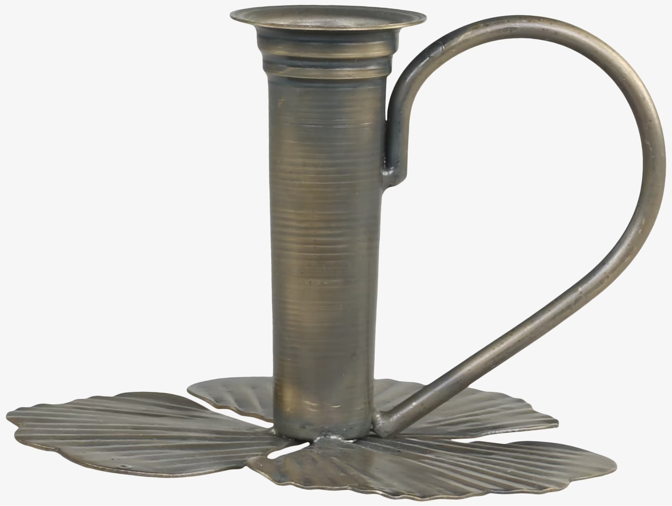 Bild av antik mässing ljusstake med bladverk design