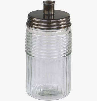 Bild av elegant ljusstake i antik mässing och glas