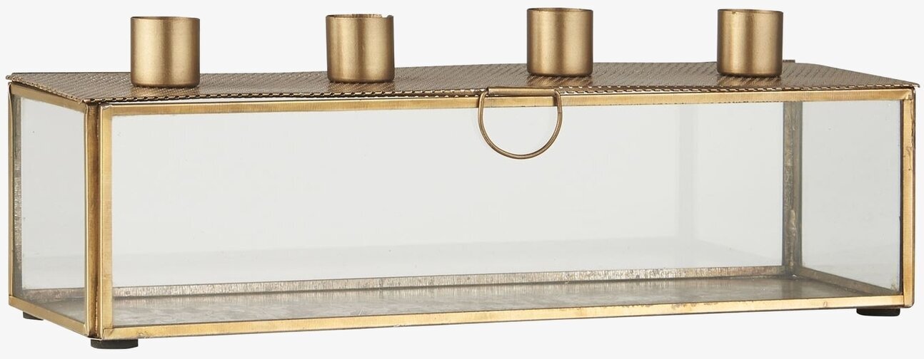 Bild av elegant ljusstake i glas och mässing