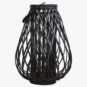Bild av elegant svart ljuslykta med flätad design