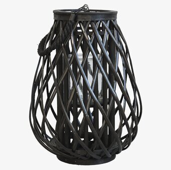 Bild av elegant svart ljuslykta med flätad design