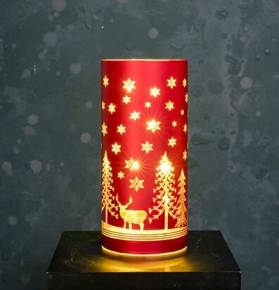 Glasrör LED Julmotiv Röd 20 Cm från Multi Agentur, lysande