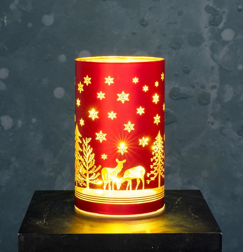 Glasrör LED Julmotiv Röd 15 Cm från Multi Agentur, belyst