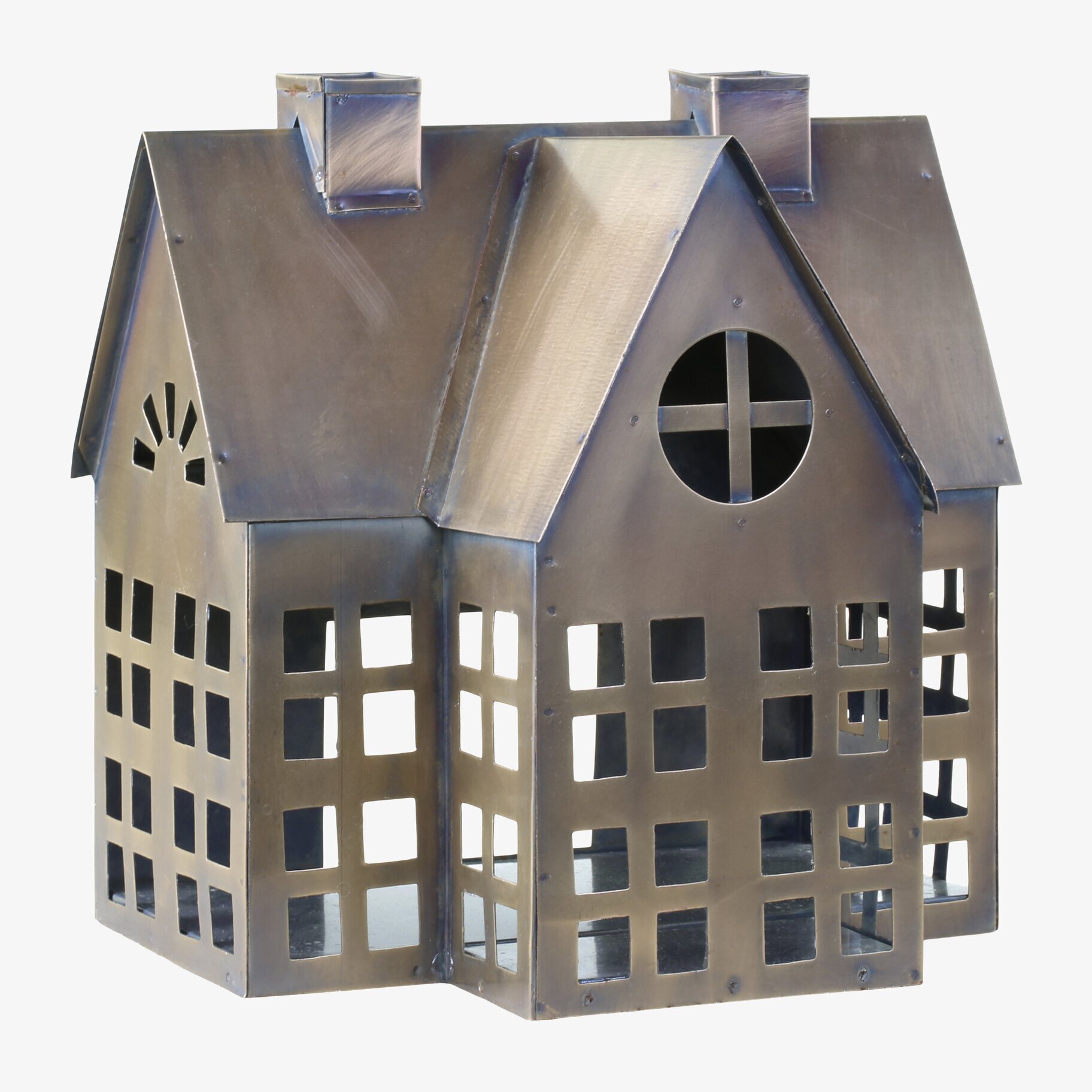 Ljuslykta Hus #4 Antik Mässing från Chic Antique i mässing