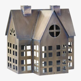 Ljuslykta Hus #4 Antik Mässing från Chic Antique i mässing