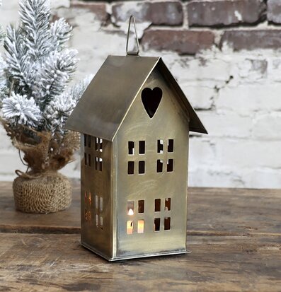 Ljuslykta Hus #1 Antik Mässing från Chic Antique