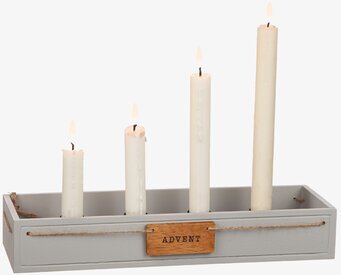 Foto av elegant grå adventsljusstake med fyra ljus