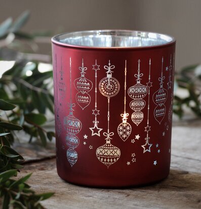 Ljuslykta Christmas Ornaments Röd/Silver från Majas Cottage