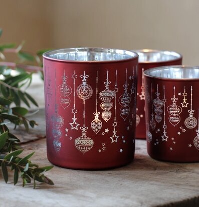 Ljuslykta Christmas Ornaments Röd/Silver från Majas Cottage