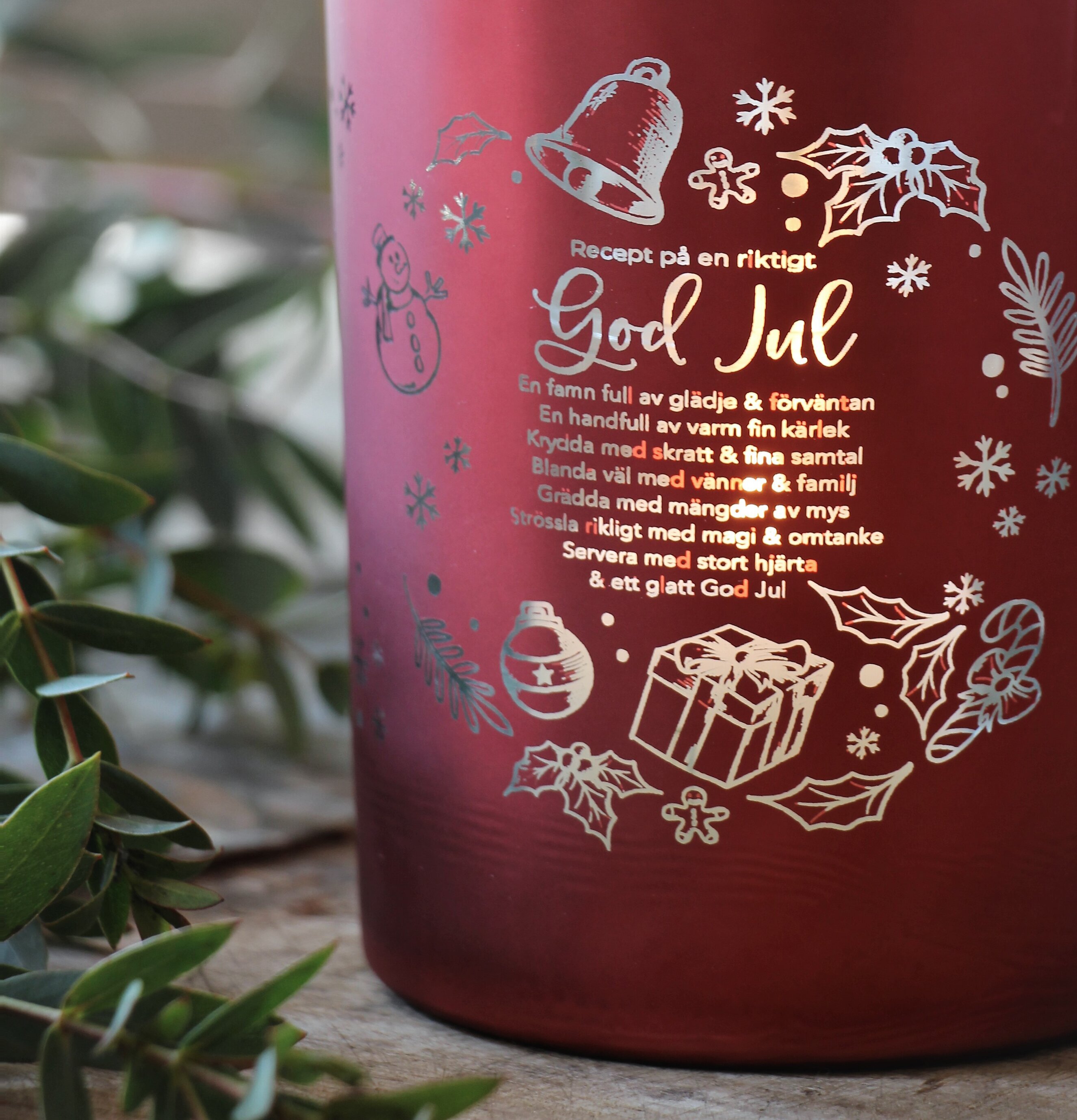 Ljuslykta God Jul Recept från Majas Cottage med julmotiv