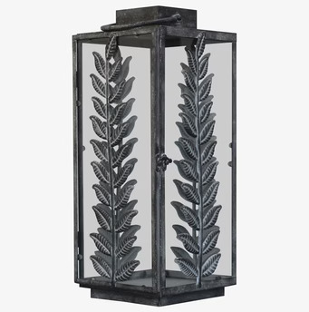 Bild av industriell lanterna i antikzink med bladdekor