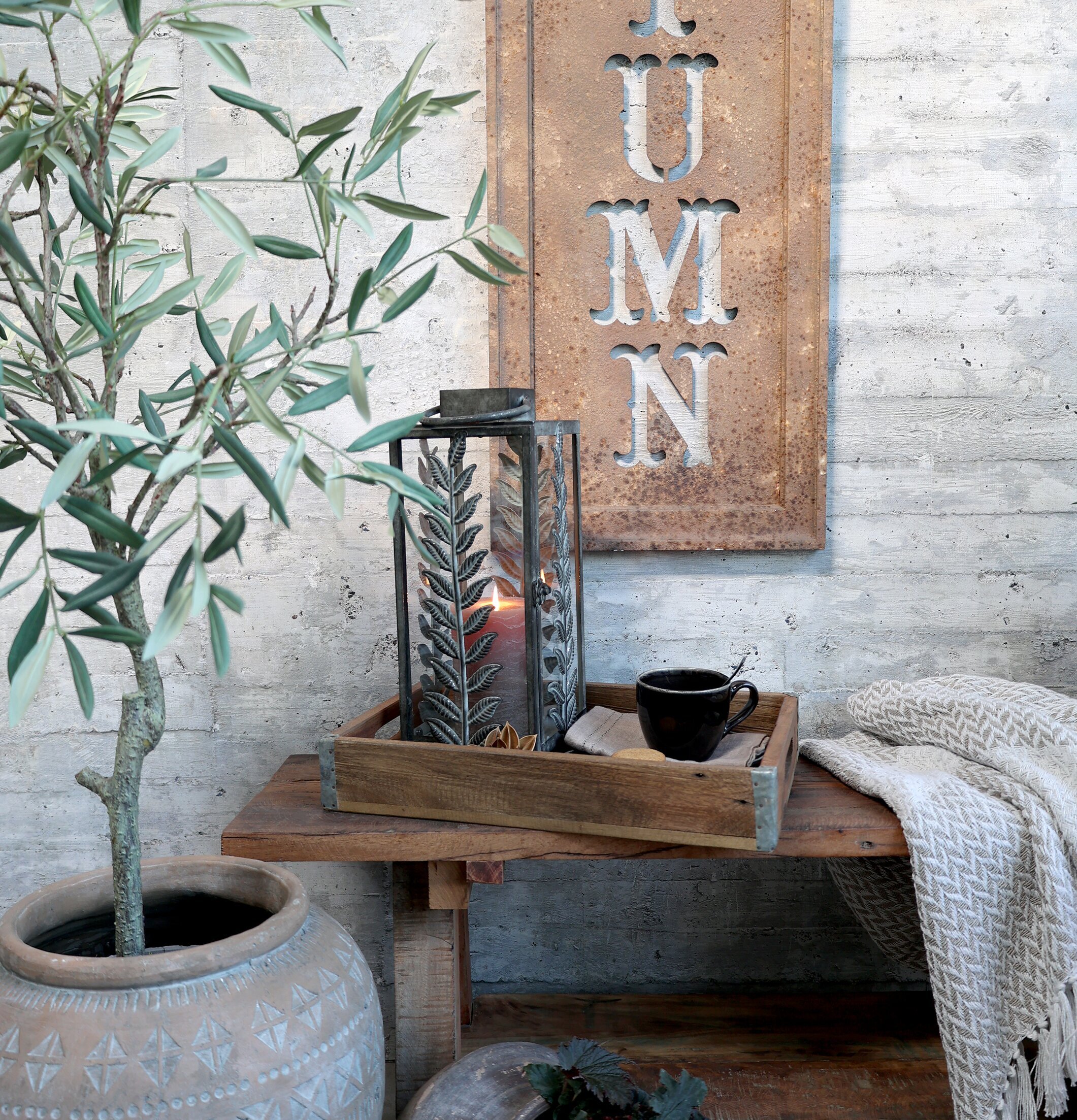 Lanterna Bladdekor Antique Zink Liten från Chic Antique